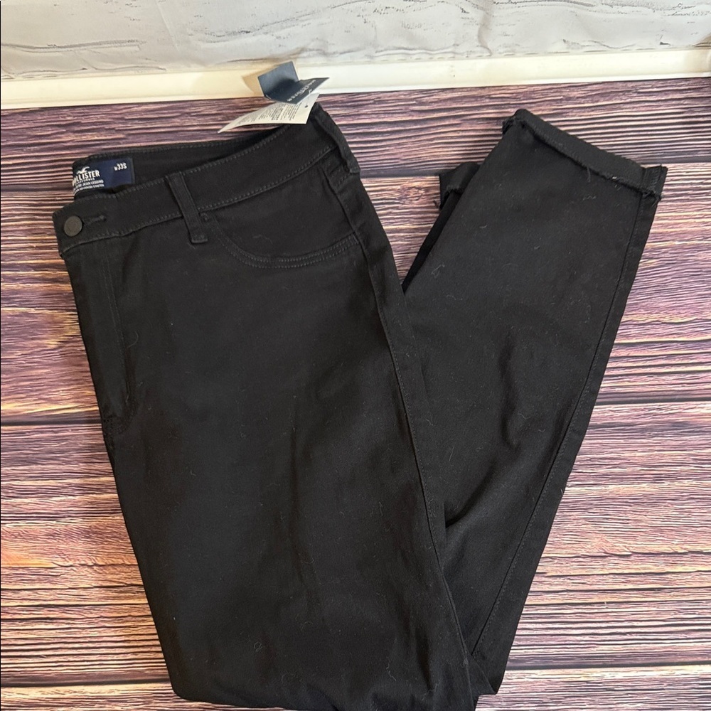 Hollister Black Denim‎ Legging high rise, distressed, raw cuff Jeans NWT